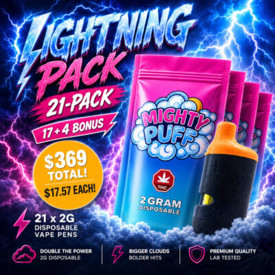 Mighty Puff Lightning Pack 21-pack of 2G disposable vape pens in Canada